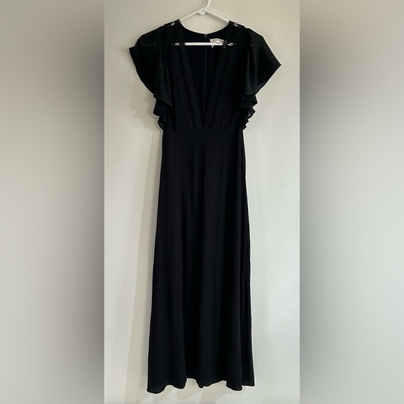 Stone Cold Fox Evelyn Dress Size 2 Black Wedding Guest Maxi Plunging Revolve - Picture 3 of 13